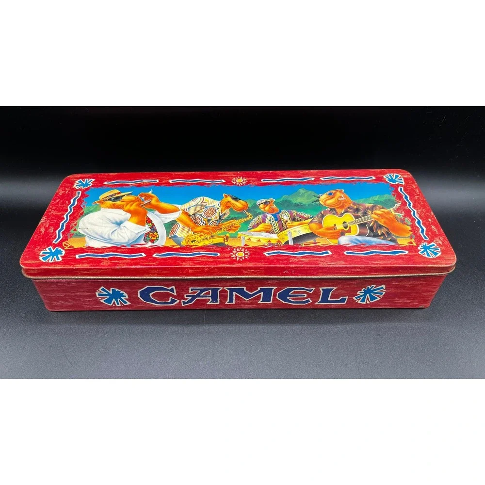 Vtg 1994‎ Joe Cool Camel Cigarette Tin Band Collectible Storage Box 12x4.5x2 in
